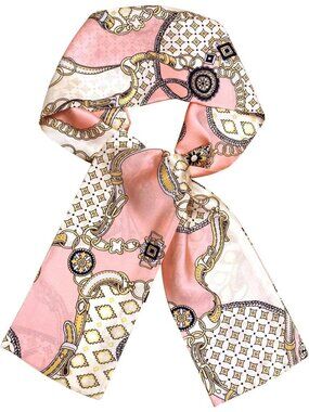 Women's Pink Plaid Stylish Silky Satin Headscarf Wrap Lightweight Scarves Scarf